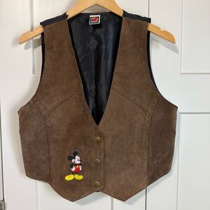 Vintage 1990s Mickey unlimited Disney Brown Suede leather vest size M/L